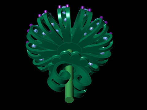 Висяча сережка з двома кам’яними листочками STL CAD-файл 3D Принт Модель