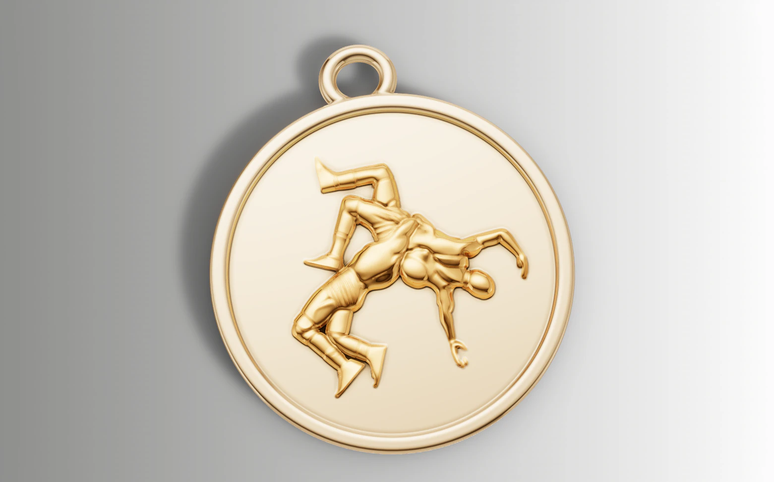 Wrestling Figure Sports Medallion Pendant 3D Print Model .c4d .max .obj .3ds .fbx .stl .blend 