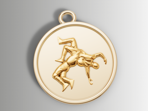 Colgante de medallón deportivo de figura de lucha libre Modelo de impresión 3D
