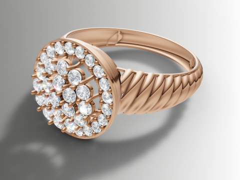 Cincin Cluster Bulat Pita Memutar Model Cetak 3D