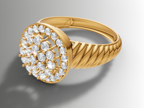 Cincin Cluster Bulat Pita Memutar Model Cetak 3D