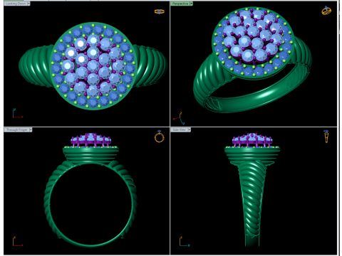 Cincin Cluster Bulat Pita Memutar Model Cetak 3D
