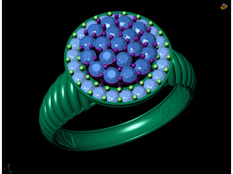 Twisted Band Round Cluster Ring 3D Print Model