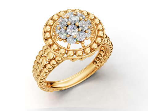 Anillo con halo en racimo de cuentas esféricas Modelo de impresión 3D