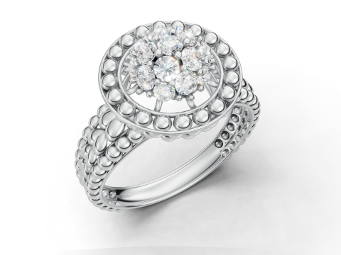 Ball Bead Cluster Halo Ring 3D Print Model