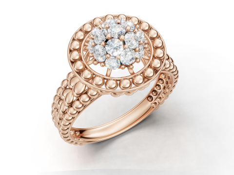 Ball Bead Cluster Halo Ring 3D Print Model