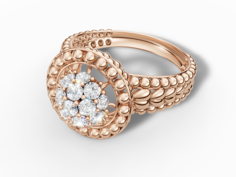 Ball Bead Cluster Halo Ring 3D Print Model