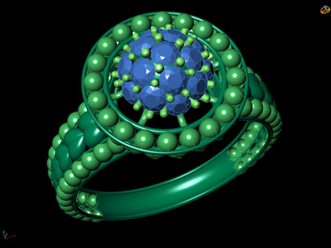 Ball Bead Cluster Halo Ring 3D Print Model