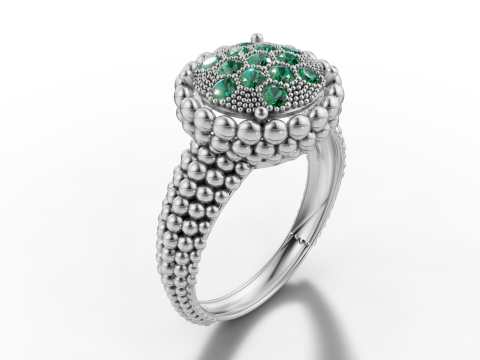 Anillo con halo en racimo de cuentas esféricas Modelo de impresión 3D