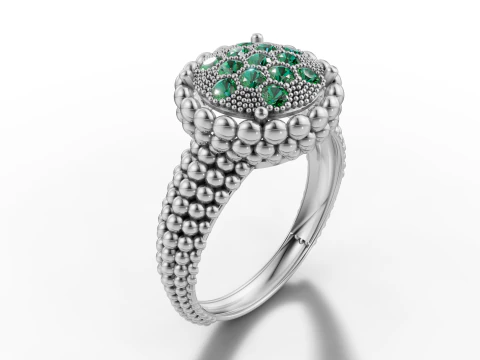 Кольцо Halo со кластером из шариков и бусин 3D Принт Модель