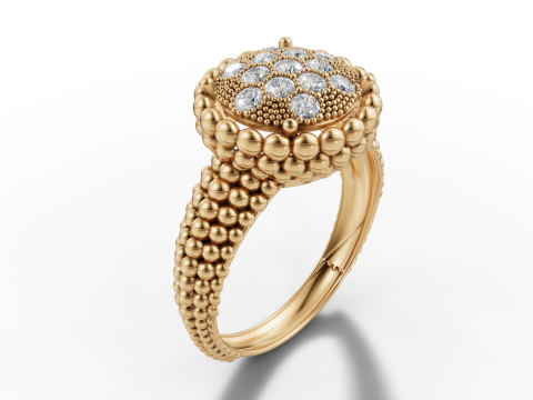 Ball Bead Cluster Halo Ring 3D Print Model