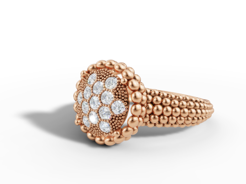 Ball Bead Cluster Halo Ring 3D Print Model