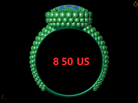 Ball Bead Cluster Halo Ring 3D Print Model