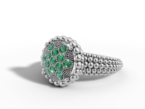 Ball Bead Cluster Halo Ring 3D Print Model