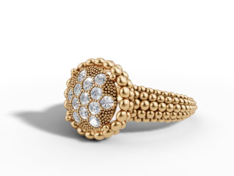 Ball Bead Cluster Halo Ring 3D Print Model