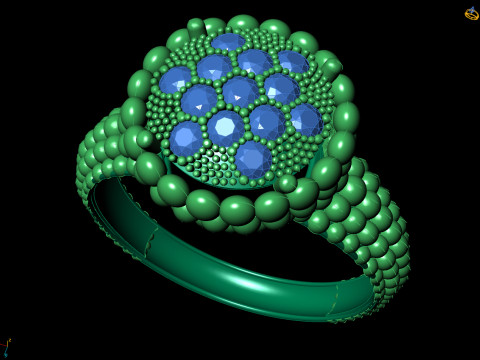 Ball Bead Cluster Halo Ring 3D Print Model