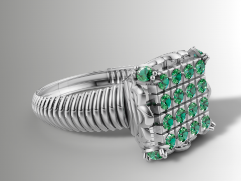 Anello a fascia a coste a grappolo quadrato Modello di stampa 3D