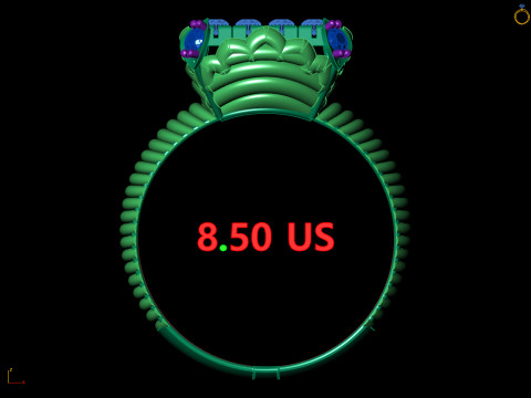 Anello a fascia a coste a grappolo quadrato Modello di stampa 3D