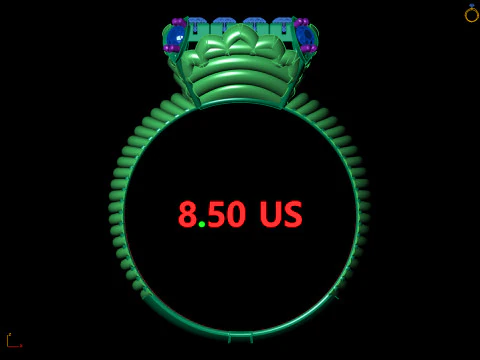 Square Cluster Ribbed Band Ring 3D Print Model