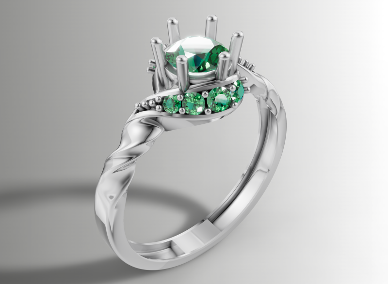 Round Cluster wtih Ribbed Band Ring 3D Print Model .c4d .max .obj .3ds .fbx .stl .blend