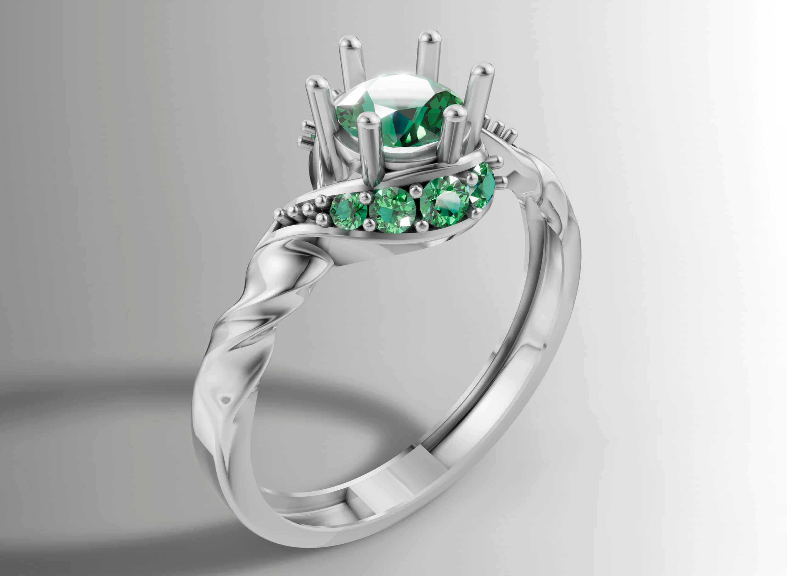 Round Cluster wtih Ribbed Band Ring 3D Print Model .c4d .max .obj .3ds .fbx .stl .blend