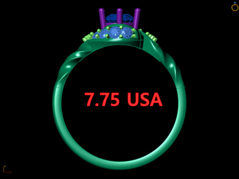 Round Cluster wtih Ribbed Band Ring 3D Print Model