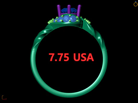 Round Cluster wtih Ribbed Band Ring 3D Print Model