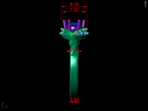 Round Cluster wtih Ribbed Band Ring 3D Print Model