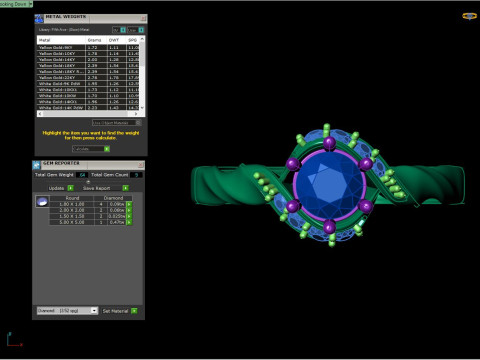 Round Cluster wtih Ribbed Band Ring 3D Print Model