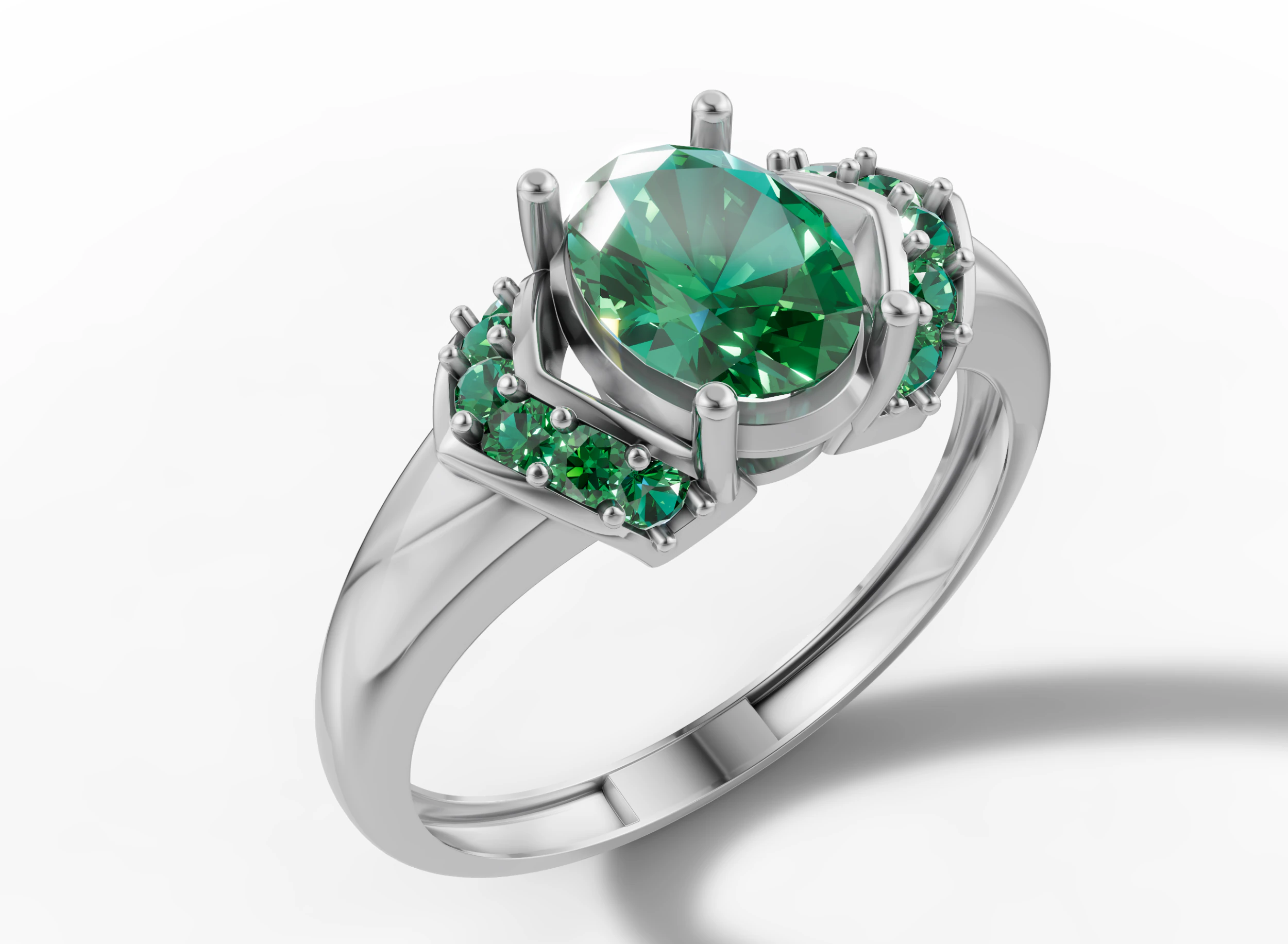 Cincin Batu Sisi Memutar Solitaire Oval Model Cetak 3D .c4d .max .obj .3ds .fbx .stl .blend 