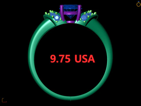 Cincin Batu Sisi Memutar Solitaire Oval Model Cetak 3D