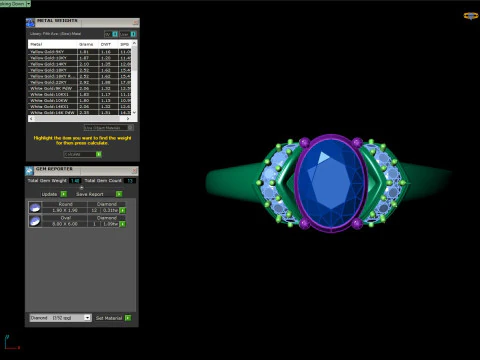 Cincin Batu Sisi Memutar Solitaire Oval Model Cetak 3D