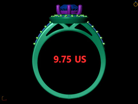 Round Center Stone Halo Split Shank Ring 3D Print Model