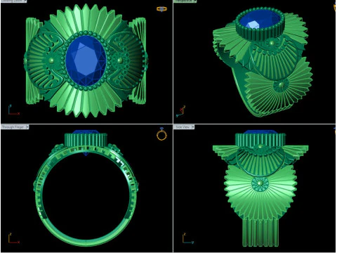 Round Center Stone Halo Split Shank Ring 3D Print Model