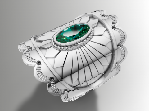 Anillo de banda ancha con centro ovalado Sunburst Modelo de impresión 3D