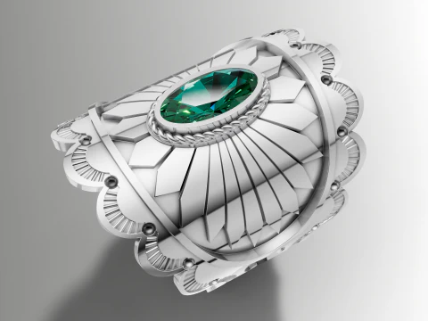 Sunburst Oval Merkezi Geniş Bant Y&uuml;z&uuml;k 3D Baskı Modeli