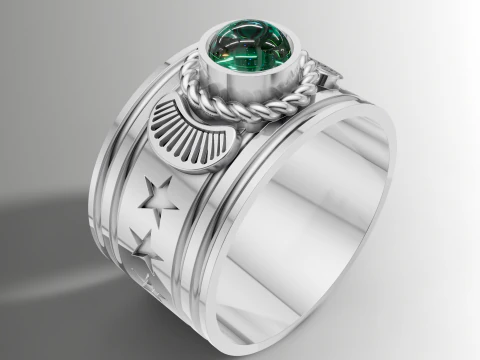 Szeroki pierścień z liną w kształcie gwiazdki Model do druku 3D