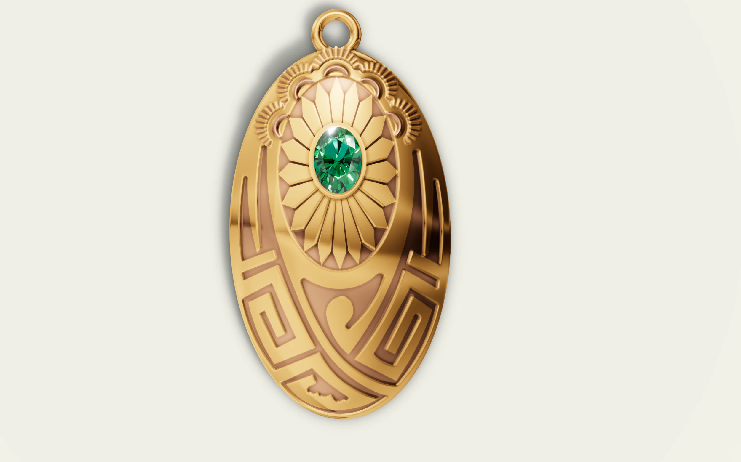Sunburst Oval Tribal Medallion Pendant 3D Print Model .c4d .max .obj .3ds .fbx .stl .blend 