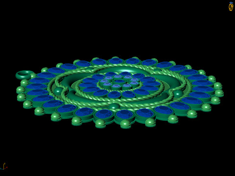 Large Multi-Stone Flower Medallion Pendant 3D Print Model