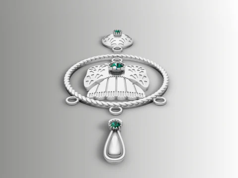 Tribal Bird Medallion and Charm Set 3D Print Model