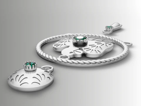 Tribal Bird Medallion and Charm Set 3D Print Model