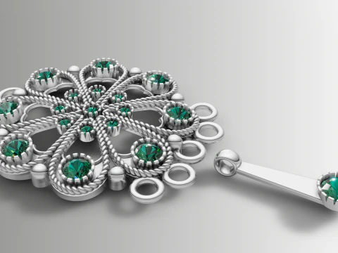 Medalion z kwiatowym sercem i zestaw zawieszek Model do druku 3D