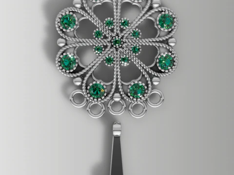 &Ccedil;i&ccedil;ekli Kalp Madalyon ve Damla Charm Seti 3D Baskı Modeli