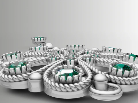 &Ccedil;i&ccedil;ekli Kalp Madalyon ve Damla Charm Seti 3D Baskı Modeli