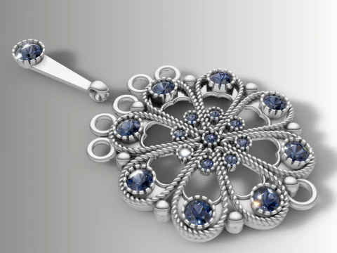 &Ccedil;i&ccedil;ekli Kalp Madalyon ve Damla Charm Seti 3D Baskı Modeli