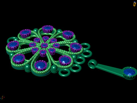 &Ccedil;i&ccedil;ekli Kalp Madalyon ve Damla Charm Seti 3D Baskı Modeli