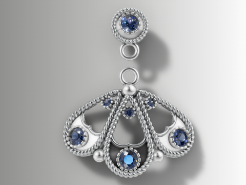 Conjunto de medallón floral y dije en forma de gota Modelo de impresión 3D