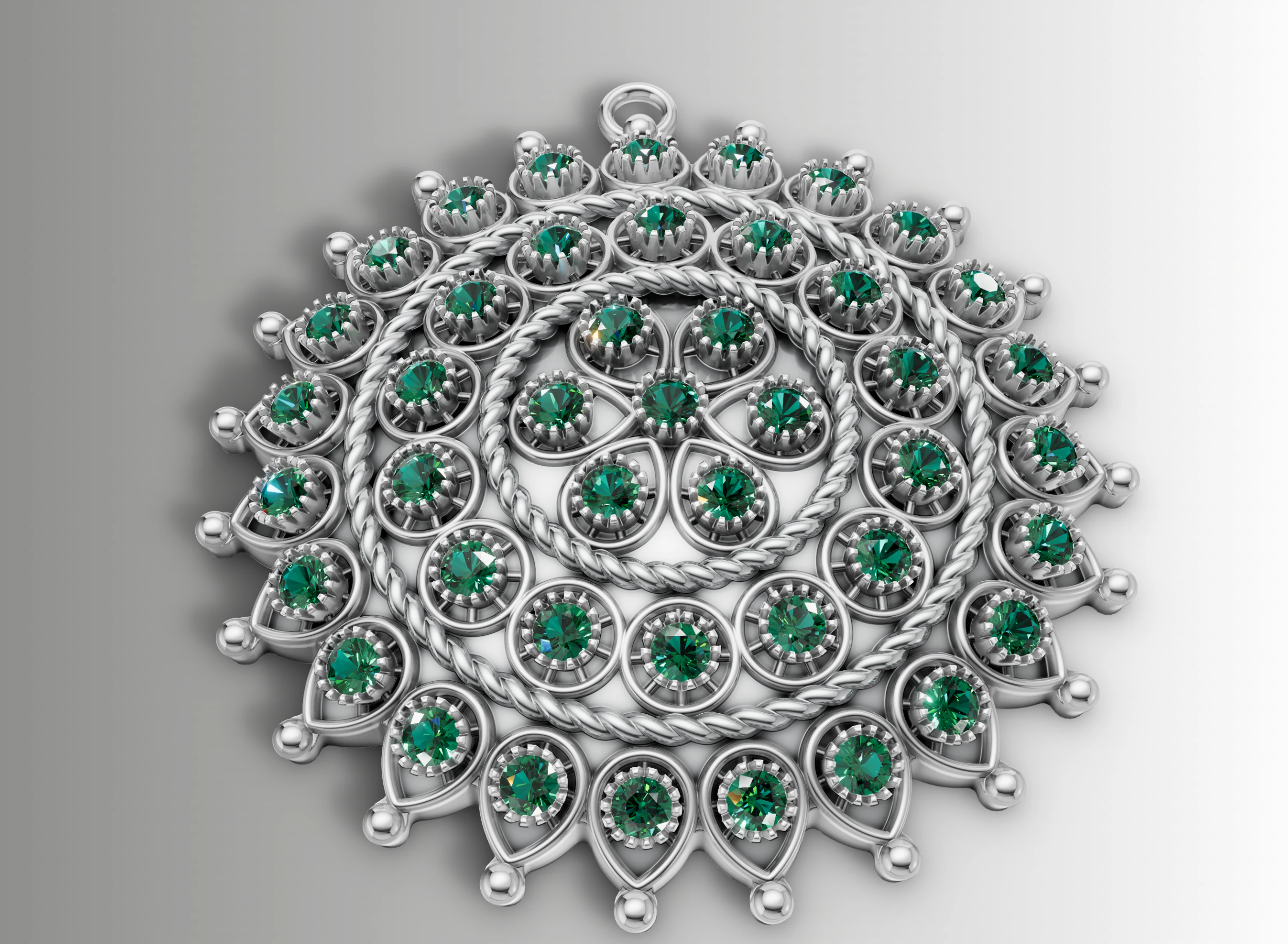 Triple Tier Floral Sunburst Medallion 3D Print Model .c4d .max .obj .3ds .fbx .stl .blend 