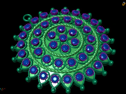 Triple Tier Floral Sunburst Medallion 3D Print Model