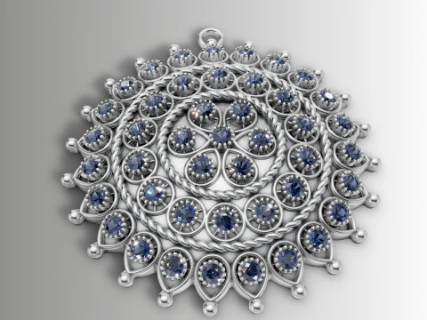 Triple Tier Floral Sunburst Medallion 3D Print Model